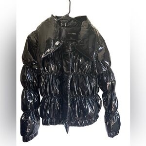 Black Shiny Women's Puffer Jacket